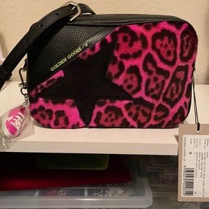 NWT GOLDEN GOOSE  Star Leopard Leather Camera Bag